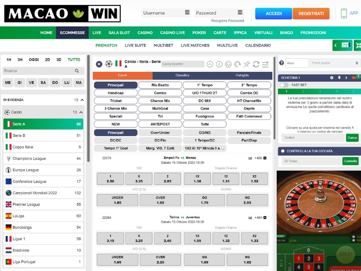 Live casino Macaowin – roulette in diretta